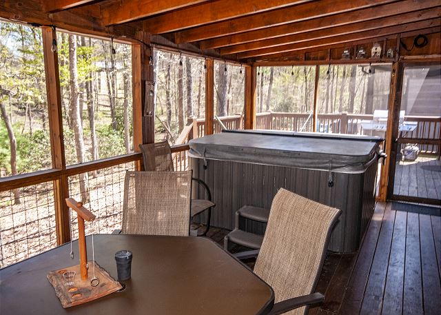 Copperhead Lodge Motorcycle Resort in Blairsville GA. 2 Bedroom 1 Bath Cabin with Hot Tub